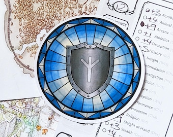 Abjuration Protection Sticker, Velvety Matte Paper Art for DnD Enthusiasts & Game Night Gifts