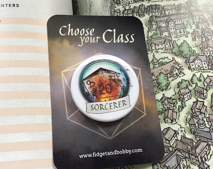 DnD Sorcerer Badge - Sorcerer Class Pin Badge - 38mm Badge - D20 Critical Role