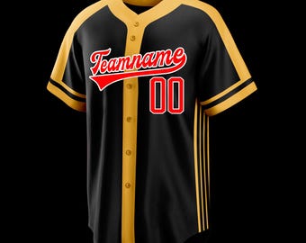 Camiseta de béisbol Roth Jersey Customiz negra y dorada, nombre y número personalizados, camiseta de softbol con bloques de color, regalo para uniformes de equipo
