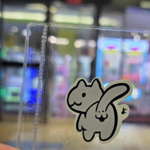 Sticker Japanse kat, grappige neko-sticker, popart, telefoonhoesje en laptopkunst, originele schattige ansichtkaart, dierenliefhebber, kawaii stationair