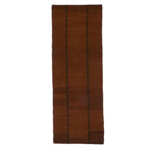 Scandinavian Design Wool Rug. Handwoven Burgundy Brown Striped Minimalist Flat weave. Custom Sizes image 4