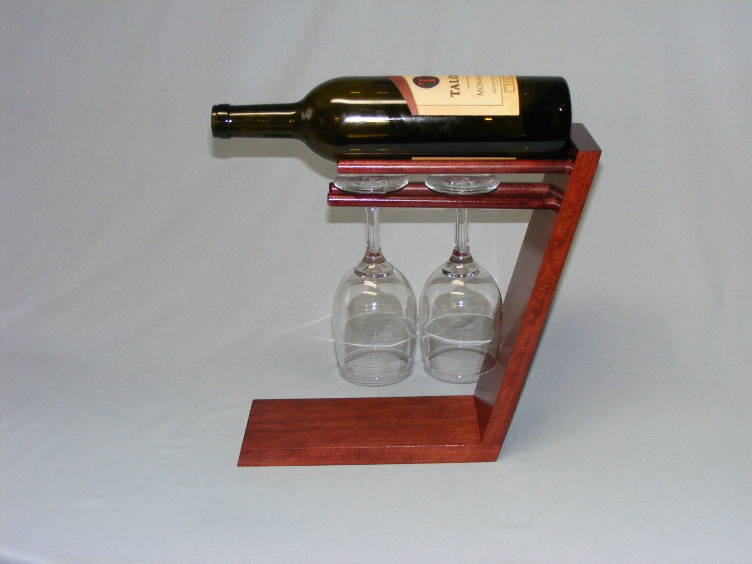 Standing 2 Glass Wine Bottle Holder Dark Cherry. Engagement Etsy