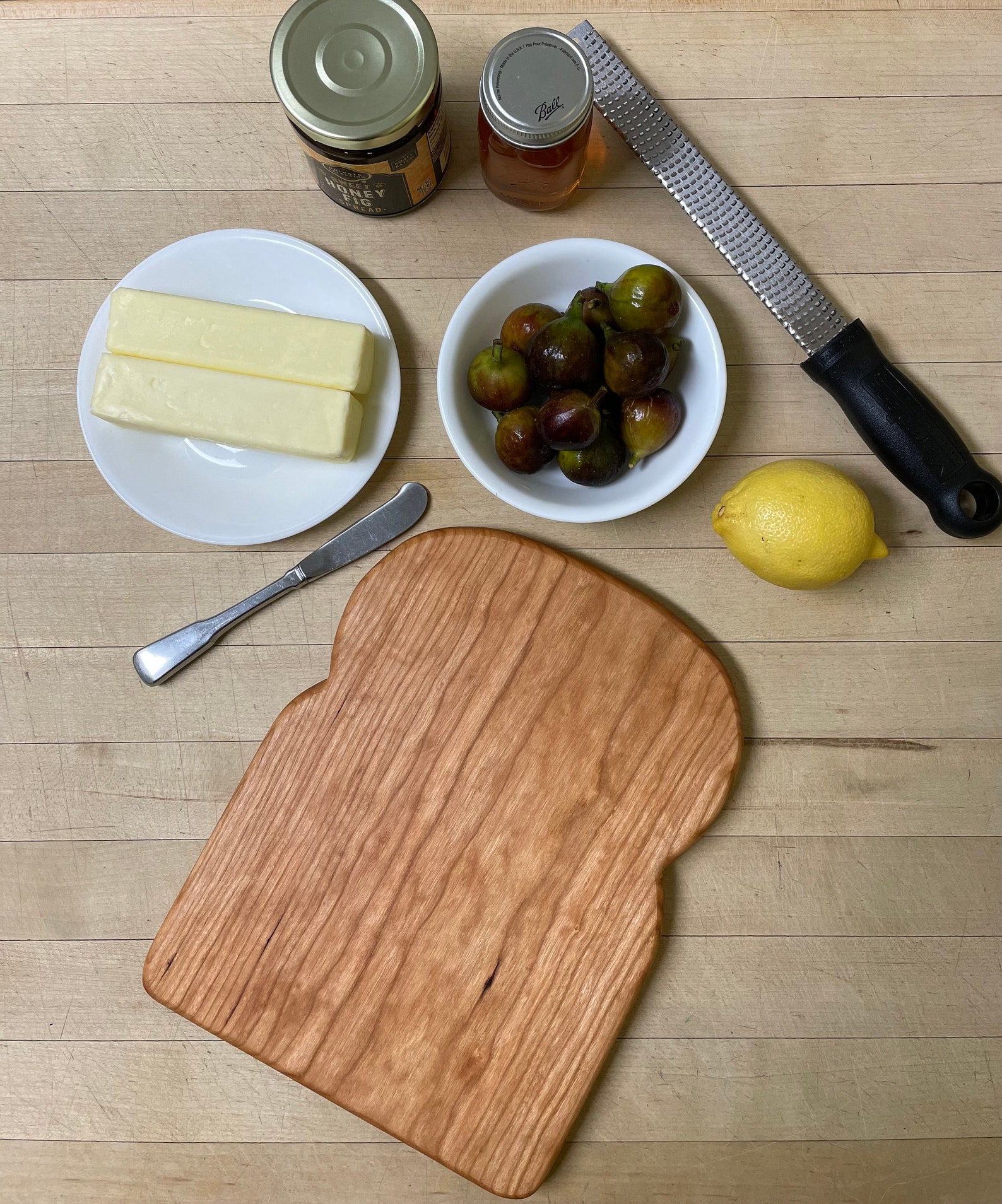 Butter Board Solid Cherry Bread Shaped Cutting Board American Etsy