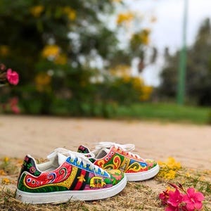 Hand-Painted Pakistani Truck Art Sneakers: Festival Fashion