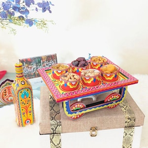 Pakistani Truck Art Dry Fruit Cart: Handcrafted Spice & Snack Server