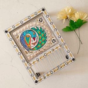 Handmade ChamakPatti Art Charpai Tray: Pakistani Rilli Style Decor
