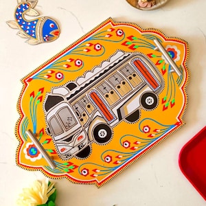 Chamakpatti Truck Art Tray: Pakistani Folk Decor, South Asian Gift