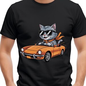 Cooles Katzen-Fahrt-Shirt • Retro Cartoon Katze im Auto T-Shirt • Lustiges Geschenk für Katzenliebhaber • Vintage-Stil Tier Shirt • Haustier Humor T-Shirt