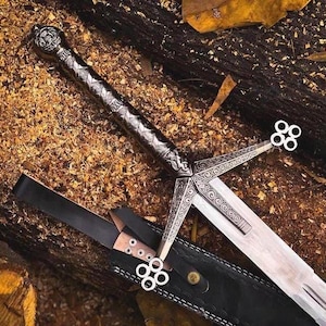 Spada Claymore scozzese fatta a mano J2 in acciaio Highland Claymore Spade medievali nere Regalo di anniversario Regali per sposi Regali personalizzati USA