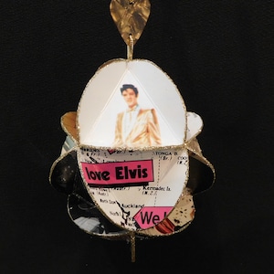 Elvis Presley Album Cover Ornament Made Of Repurposed Record Jackets - Eco Friendly Music Decor Repurposed Recycled