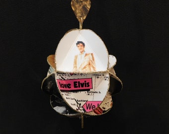 Elvis Presley Album Cover Ornament Made Of Repurposed Record Jackets - Eco Friendly Music Decor Repurposed Recycled