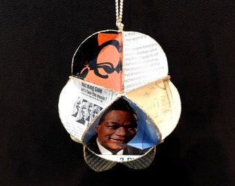 Nat King Cole Album Cover Ornament Made Of Record Jackets -Music Decor Repurposed Recycled