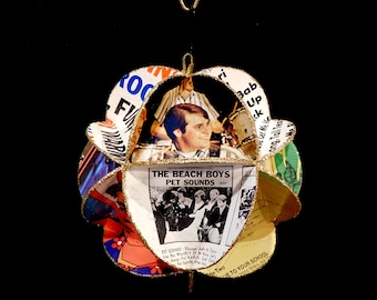 Beach Boys Album Cover Ornament Made Of Repurposed Record Jackets - Eco-Friendly Music Decor
