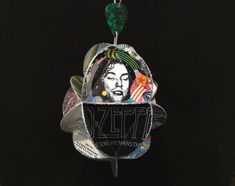 Led Zeppelin Album Cover Ornament Made Of Record Jackets  -  Repurposed Recycled Music Decor