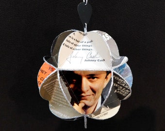 Johnny Cash Album Cover Ornament Made Of Repurposed Record Jackets - Eco-Friendly Music Decor