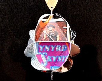 Lynyrd Skynyrd Ornament Made Of Album Covers - Repurposed Record Jackets - Southern Rock Music Decor