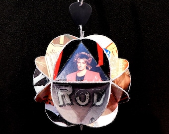 Rod Stewart Album Cover Ornament Made From Record Jackets - Recycled Music Decor