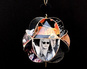 Lynyrd Skynyrd Ornament Made Of Album Covers - Repurposed Record Jackets - Southern Rock Music Decor