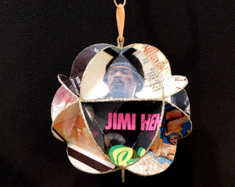 Jimi Hendrix Album Cover Ornament Made Of Repurposed Record Jackets - Eco-Friendly Music Decor