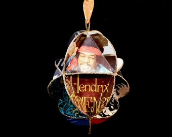 Jimi Hendrix Album Cover Ornament Made Of Repurposed Record Jackets - Eco-Friendly Music Decor
