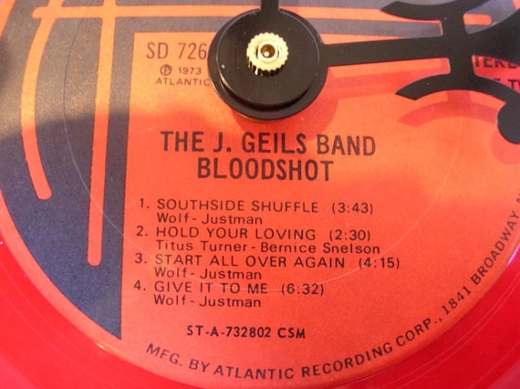 Red Colored Vinyl Record Clock J Geils Band Recycled Etsy