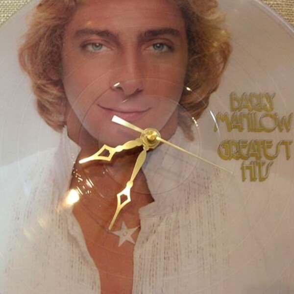 Barry Manilow Record Clock Made From Vinyl Picture Disc Album