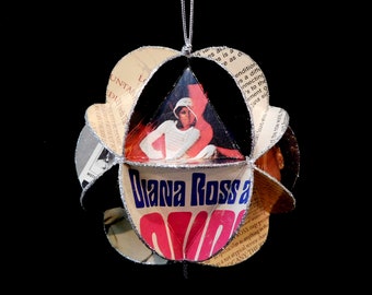 Diana Ross Album Cover Ornament Made Of Record Jackets - Eco Friendly Music Decor