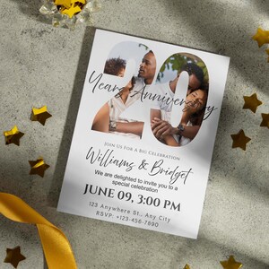 Cartão de 20º aniversário, cartão de 20º aniversário de casamento para impressão para casais, cartão de felicitações de 20º aniversário para marido e mulher