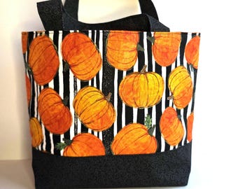 Spooky Skull boat tote bag, sock knitting project bag, small travel tote bag, cool purse black handbag, small carry-on woman's vacation bag