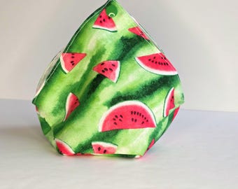 Watermelon Bento bag yarn bowl, reusable eco-friendly zero waste dumpling pouch yarn cake keeper, small cotton project bag storage organizer