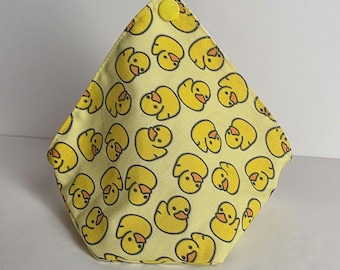 Rubber duck bento bag yarn bowl, reusable eco-friendly zero waste dumpling pouch yarn cake keeper, small cotton project bag storage gift bag