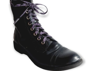 Purple Spider shoelaces, spooky Halloween goth glam shoestrings, skating footwear accessory, handmade flat cotton laces for sneakers boots
