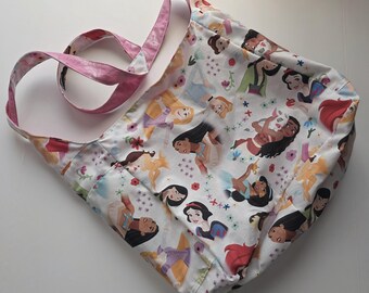Bolso hobo de princesa rosa con bolsillos, bolso cruzado hippie reversible y holgado, bolso bandolera grande y moderno, bolso bandolera espacioso.