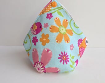 Owl Bento bag yarn bowl, reusable eco-friendly zero waste dumpling pouch, yarn cake keeper, small cotton project bag, storage organizer