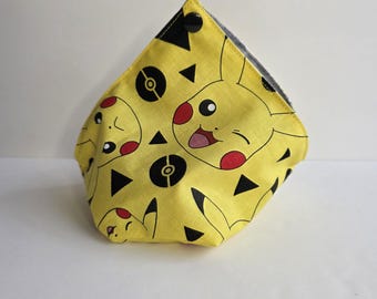 Pikachu bento bag yarn bowl, reusable eco-friendly zero waste dumpling pouch yarn cake keeper, small cotton project bag storage gift bag