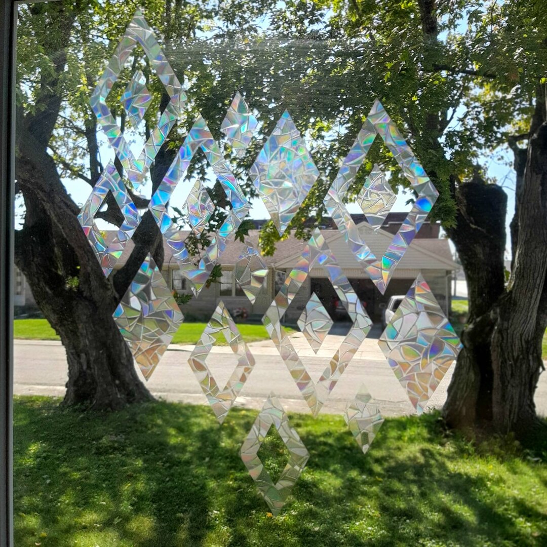 15 Diamond Window Clings Reusable Translucent Static Window Etsy
