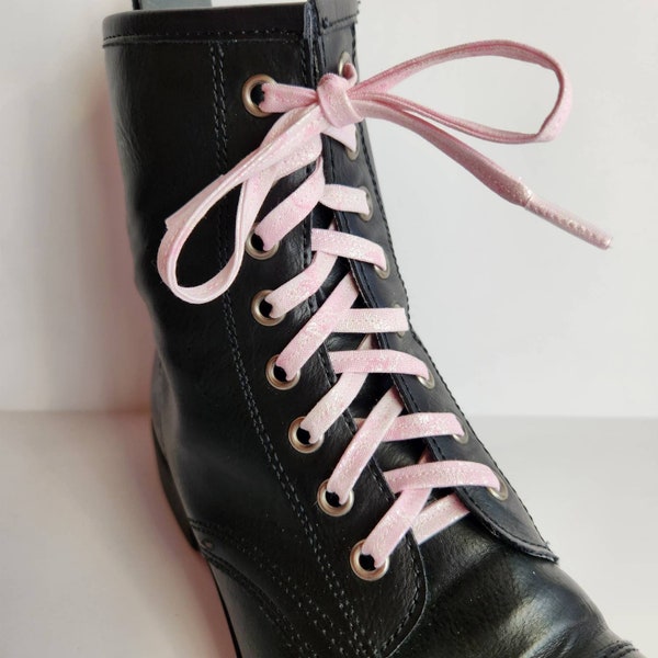 Light pink shoelaces, shoes boots sneakers shoestrings, pink princess skating accessory, pretty pink handmade flat cotton laces for footwear