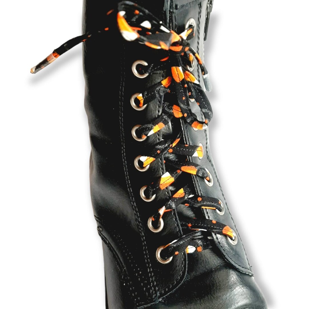 Thick Candy Corn Shoelaces, Spooky Halloween Goth Glam Shoestrings, Skating Footwear Accessory