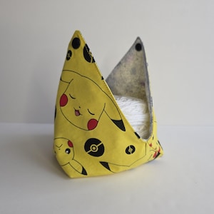 Pikachu bento bag yarn bowl, reusable eco-friendly zero waste dumpling pouch yarn cake keeper, small cotton project bag storage gift bag