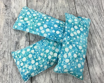 Blue batik heated therapeutic eye mask - rice filled pack - aromatherapy eye pillow - microwavable rice mask - mothers day gift