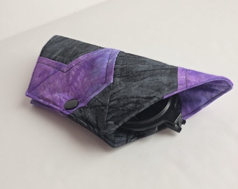 Purple quilted hexagon sunglasses case, single snap glasses pouch, geometric eyeglasses case, eyewear accessory, gifts for her them him