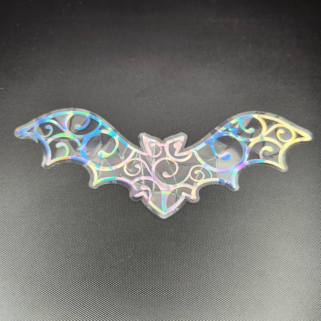 Goth Swirl Bat Suncatcher, Reusable Static Cling Window Decoration