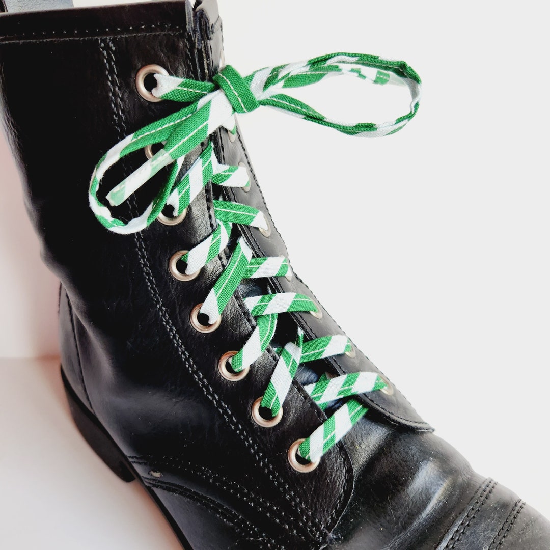 Candy Cane Shoelaces, Christmas Green White Stripe Footwear Accessory