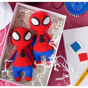 Crochet Spiderman, Low Sew, Hero Spider Chibi PDF Pattern Instant Download (Amigurumi Pattern, Crochet Pattern, Photo Tutorial, How to)