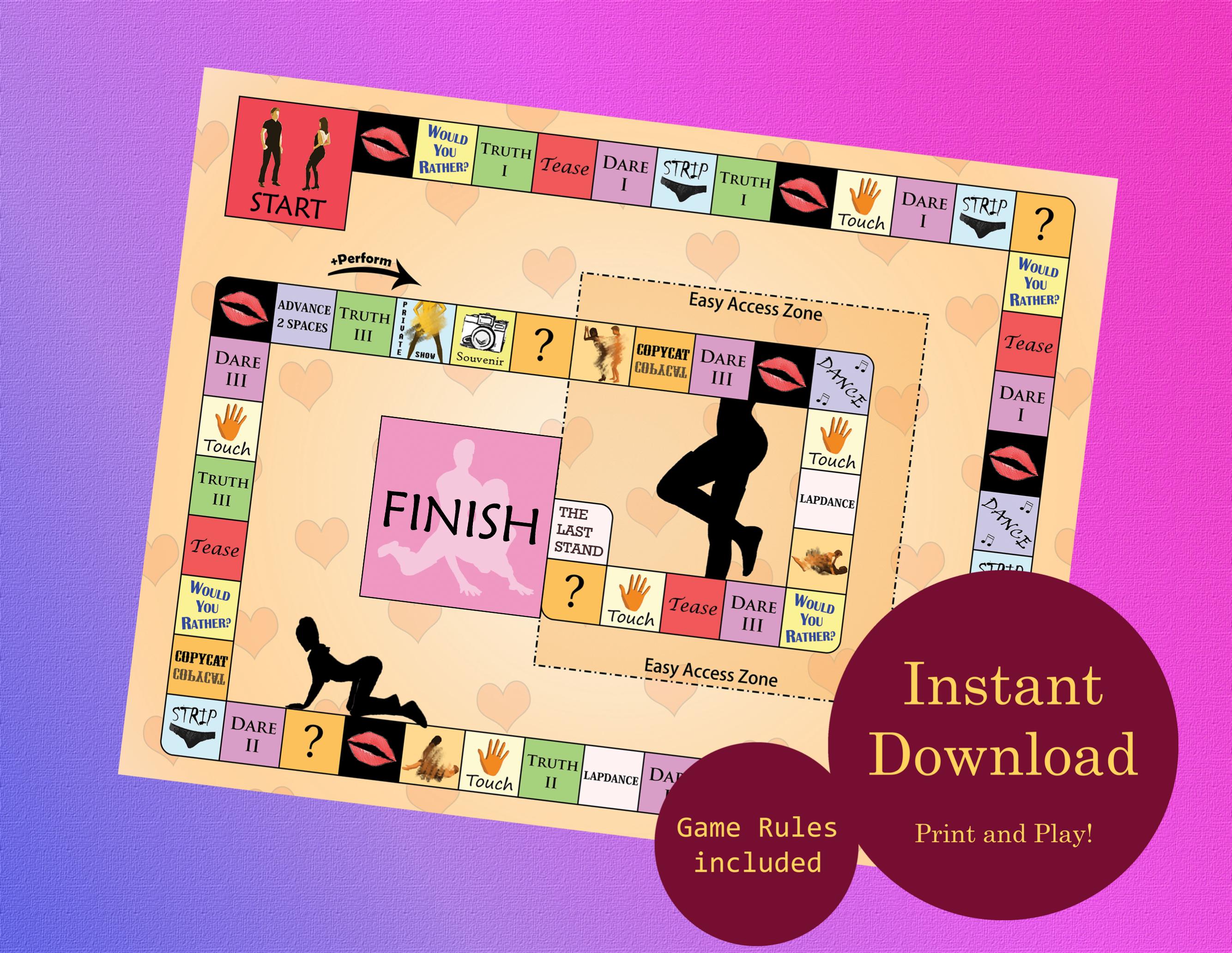Adult Couple Foreplay Sex Board Game Printable +18 | Spicy Bedroom