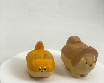 Handmade Wooden Dog Figurine: Carved Desk Decor, Dog Lover Gift
