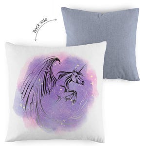 Aquarell Einhorn Kissen | Pastell Einhorn Deko Kissen | Magisches Unicorn Kissen für Mädchenzimmer | Geschenk Einhorn Fan