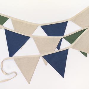 Handmade Fabric Banner with Flags / Nursery Garland / Linen Wall Decor / Party and Celebration Decoration / Handmade / Flag bunting banner