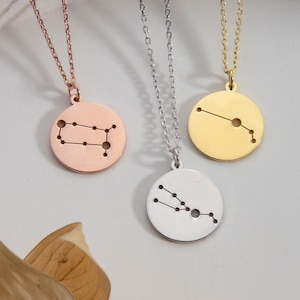 Collier constellation personnalisé en argent sterling 925 - Pendentif zodiaque personnalisé - Cadeau bijoux astrologie minimaliste pour elle