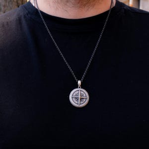 925 Sterling Silver Compass Necklace – Handcrafted Nautical Pendant for Travelers and Dreamers – Oxidized Nautical Jewelry – Gifts for Men